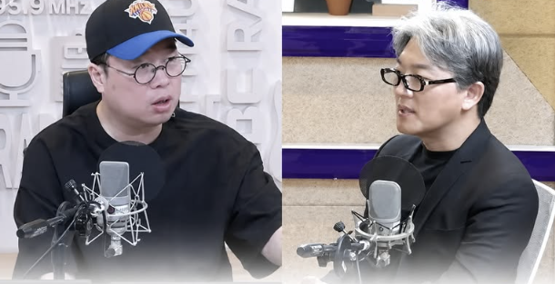 MBC ‘손에 잡히는 경제’에서 출연한  오지큐(OGQ) 신철호 대표(오른쪽)가 KB증권과 하나증권을 향해 “투자금 회수가 목적이라면, 법이 정한 절차인 감자를 통해 투자금을 가져가라”고 말하고 있다.[페이스북]