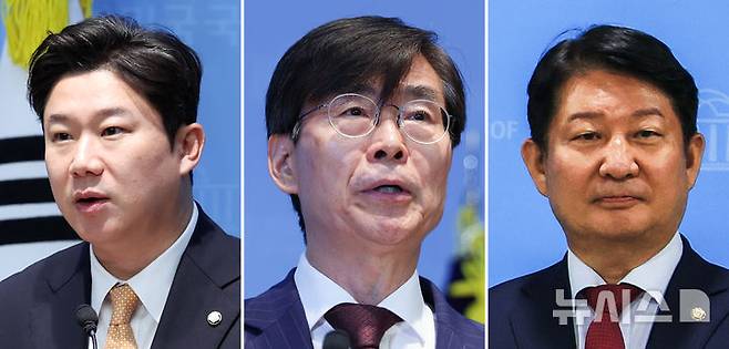 [서울=뉴시스] 정병혁·김근수 기자 = 국민의힘이 27일 중앙윤리위원회 회의를 열고 진종오(왼쪽부터), 조경태, 권영진 의원에 대한 징계 절차를 개시했다고 밝혔다. (사진=뉴시스DB) 2026.07.27. photo@newsis.com