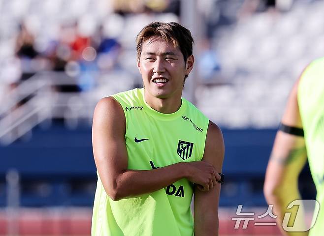 아틀레티코 마드리드에 합류한 이강인이 8일 서울 목동종합운동장에서 맨체스터 시티와 친선경기를 앞두고 훈련을 하고 있다. 2026.8.8 ⓒ 뉴스1 박지혜 기자