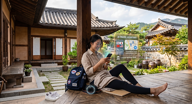 최근 인공지능 기술 발달로 AI 앱 등을 활용한 ‘이원적 관광’이 대세로 자리잡고 있다. 간단한 프롬프트(명령어) 한 줄이면 계획부터 즐기기까지 해결할 수 있다. 사진은 구글 인공지능(AI) 제미나이가 생성한 가상 이미지.