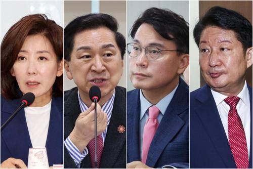 (왼쪽부터) 나경원, 김기현, 윤상현, 권영진 국민의힘 의원.