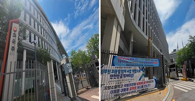 세종시 어진동에 있는 교육부(왼쪽)와 보건복지부 청사 전경. 두 부처는 도로 하나를 사이에 두고 마주하고 있다. 세종=윤형권 기자