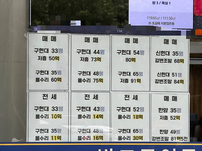 4일 오후 강남구 압구정동에 위치한 공인중개사무소에 매물 전단지가 붙어있는 모습. [헤럴드DB]
