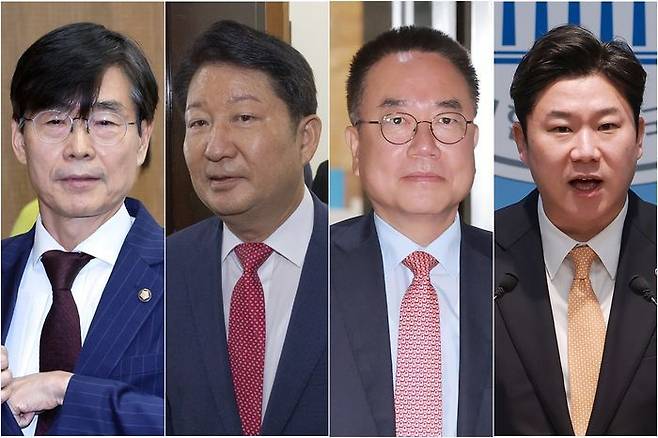 (왼쪽부터) 국민의힘 조경태·권영진·서범수·진종오 의원 ⓒ연합뉴스