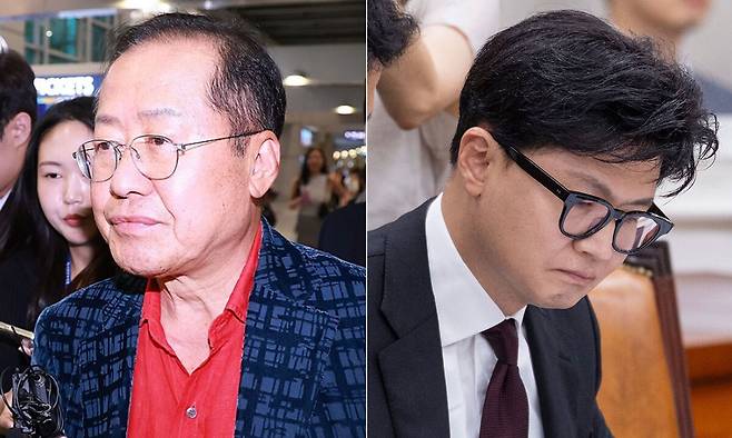 홍준표 전 대구시장(왼쪽), 무소속 한동훈 의원. 연합뉴스