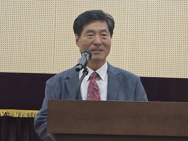 재단법인 한국산림아카데미재단 안진찬 이사장이 환영사하고 있다.    사진=한성일 기자