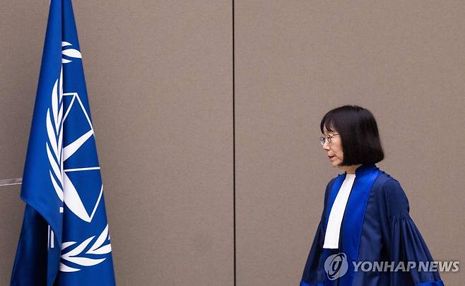 아카네 도모코 국제형사재판소장 [AFP=연합뉴스 자료사진. 재판매 및 DB 금지]