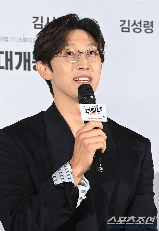 26일 롯데시네마 건대입구에서 열린 영화 '부활남: 더 레드'의 제작보고회. 강기영이 질문에 답하고 있다. 허상욱 기자wook@sportschosun.com/2026.08.26/