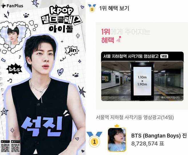 '팬사랑꾼♥' 방탄소년단 진, '2026 K-POP 팬서비스 최강 아이돌' 1위