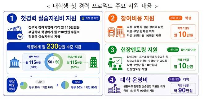 '대학생 첫 경력 프로젝트' 주요 내용 [교육부 제공]