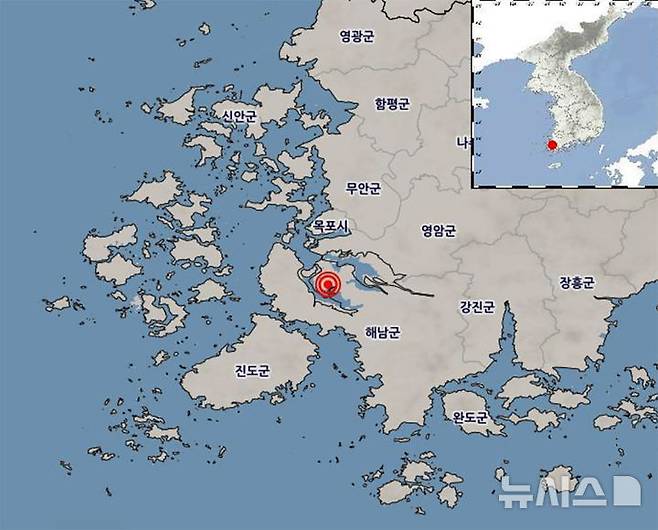 [전남광주=뉴시스] 29일 오전  10시30분께 전남광주 해남군 서북서쪽 21 ㎞ 지점에서 규모 2.6 지진. (사진=기상청 홈페이지 갈무리). photo@newsis.com *재판매 및 DB 금지