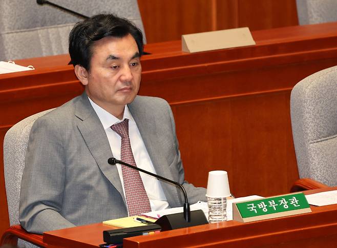 안규백 국방부 장관이 31일 여의도 국회에서 열린 제438회국회(임시회) 예결위 제4차 전체회의에 출석해 자리하고 있다. 뉴시스