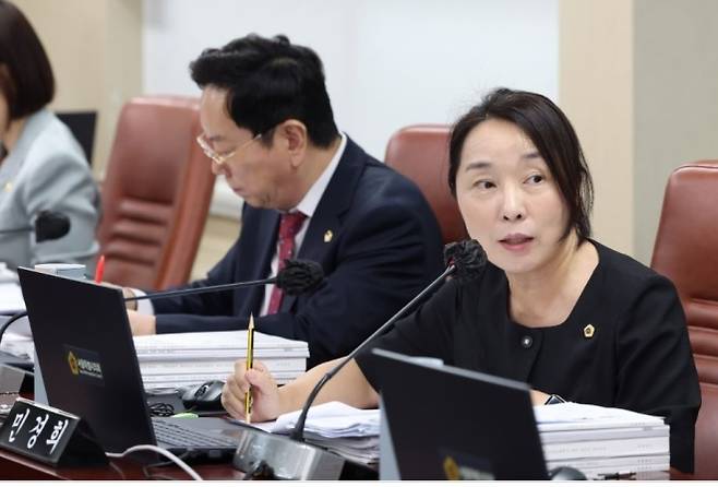 지난 1일 열린 제339회 임시회 문화체육관광위원회 문화본부 소관 업무보고에서 질의하는 민경희 의원. 서울시의회 제공