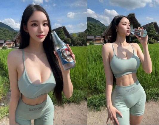 아라키 아카네가 완벽한 9등신 비율과 탄탄한 복근 영상 때문에 AI 제작 영상이라는 오해를 받았다. /사진=아라키 아카네 SNS 갈무리