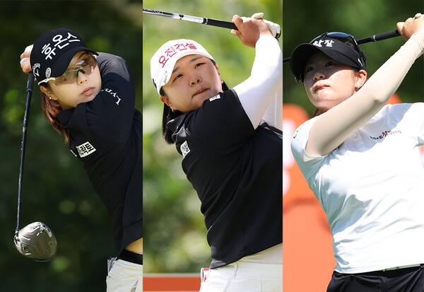 2026년 한국여자프로골프(KLPGA) 투어 OK저축은행 읏맨 오픈 우승 경쟁에 뛰어든 최예림, 신다인, 한지원 프로. 사진제공=KLPGA (사진을 무단으로 사용하지 마십시오.)