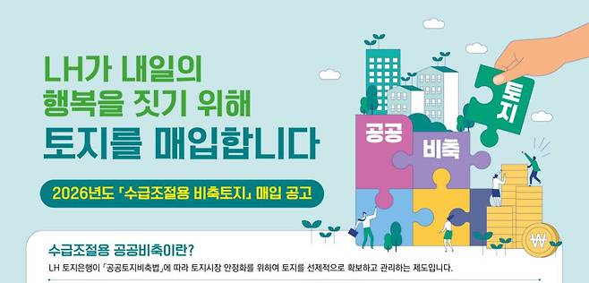 수급조절용 비축토지 매입공고 포스터. 국토부 제공