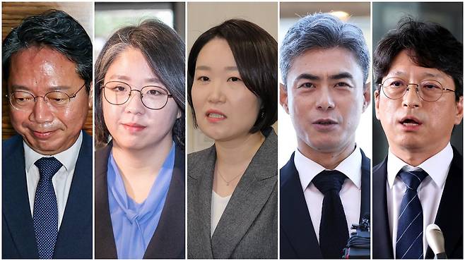 김승원 법무(왼쪽부터), 용혜인 성평등가족, 이소영 중소기업벤처,강신철 국방, 홍지선 국토교통부 장관후보자/ 임지훈, 이태경, 연합뉴스, 뉴시스, 신현종 기자