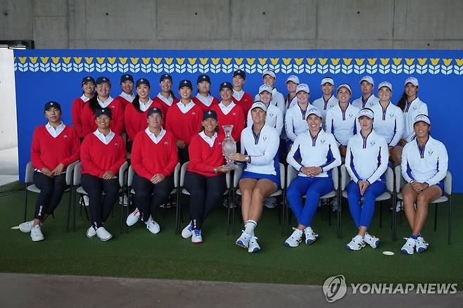 2026 솔하임컵에 출전하는 미국·유럽 선수들  [AP=연합뉴스. 재배포 및 DB 금지]