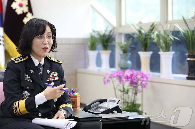 박경선 광주교도소장이 최근 뉴스1과 인터뷰를 갖고 광주교도소 포화 문제 등에 대한 견해를 밝히고 있다. 2026.9.11 ⓒ 뉴스1 안재영 기자