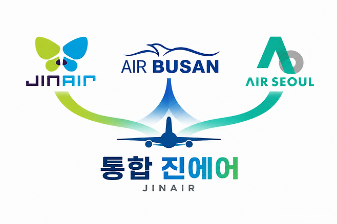 오는 2027년 3월17일 통합 진에어(진에어, 에어부산, 에어서울)이 출범한다. AI 생성 이미지