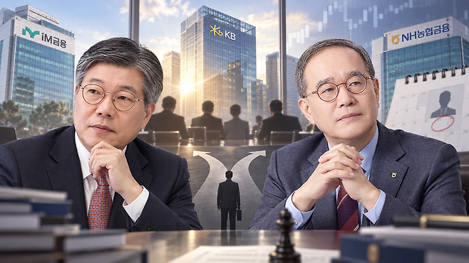황병우 iM금융지주 회장(왼쪽)과 이찬우 NH농협금융지주 회장. / 사진=챗GPT