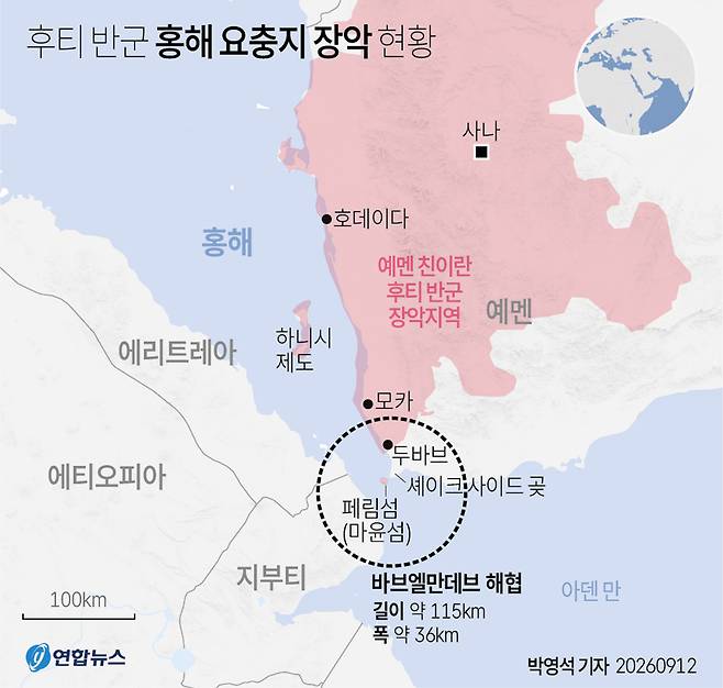후티 반군 홍해 요충지 장악 현황