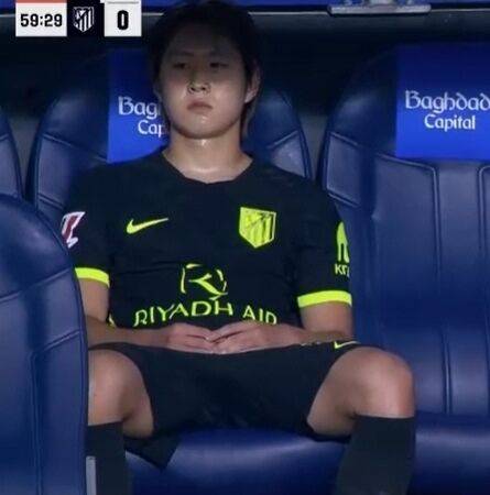 이강인(아틀레티코 마드리드)이 14일(이하 한국시각) 스페인 산세바스티안에 위치한 레알레 알레나에서 펼쳐진 레알 소시에다드와의 2026-27시즌 스페인 프리메라리가 5라운드에서 선발 출전한 뒤 후반 15분 교체됐다./중계 화면 캡쳐