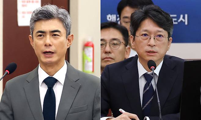 강신철 국방부·홍지선 국토교통부 장관 후보자가 16일 국회에서 열린 인사청문회에서 위원 질의에 답하고 있다. 연합뉴스