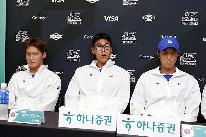 질문에 답하는 정현 [대한테니스협회 제공. 재판매 및 DB 금지]