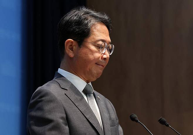 김승원 법무부 장관 후보자가 19일 서울 영등포구 여의도 국회 소통관에서 후보자직 사퇴 기자회견을 하고 있다. 2026.9.19 ⓒ 뉴스1
