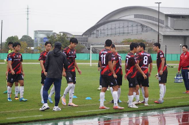 제1회 한·일 대학축구 교류전에 나선 울산대 선수들. 사진=대학축구연맹
