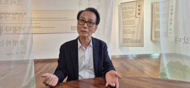 ▲정대경 부안군문화재단 대표이사가 <프레시안>과 인터뷰를 하고 있다. ⓒ프레시안