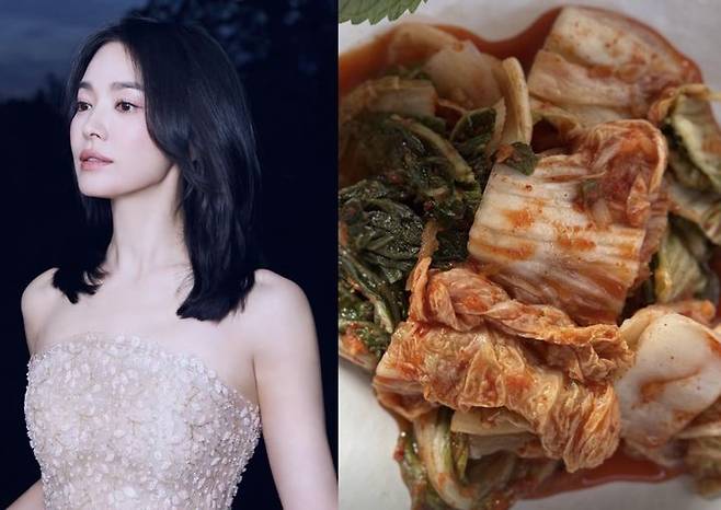배우 송혜교(44)가 절친한 배우 박솔미(48)의 김치를 소개하며 우정을 자랑했다./사진=송혜교 인스타그램