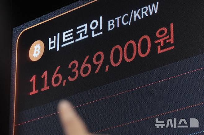 [서울=뉴시스] 권창회 기자 = 비트코인 가격이 1억1000만원선을 회복한 22일 오전 서울 서초구 빗썸라운지 전광판에 비트코인 가격이 표시돼 있다. 2026.09.22. kch0523@newsis.com