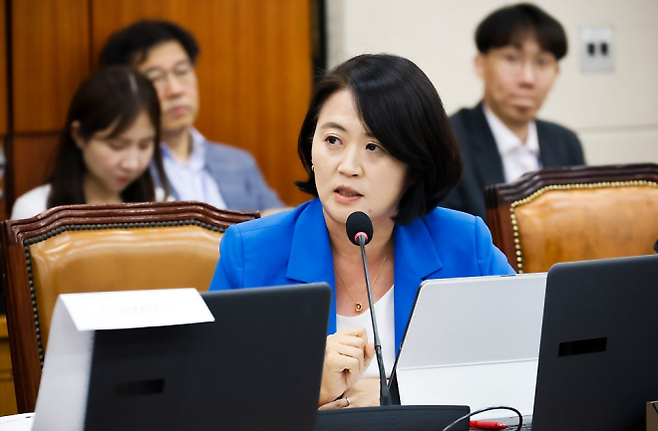 박지혜 더불어민주당 의원이 지난달 11일 국회 기후에너지환경노동위원회 첫 전체회의에서 발언하고 있다. 박지혜 의원실 제공