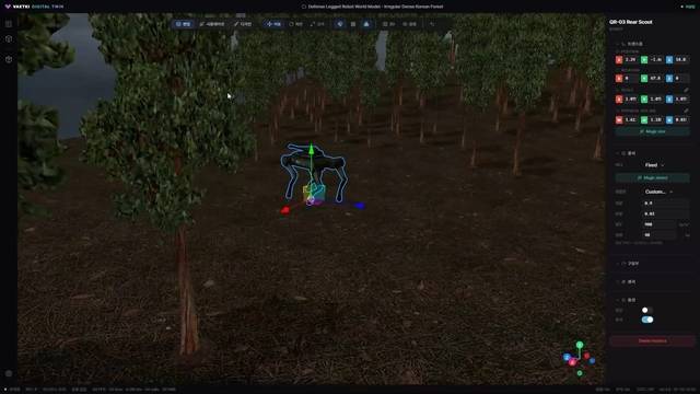 NC AI가 피지컬 AI 학습용 가상환경에서 사족보행 로봇을 구현한 모습. NC AI 제공