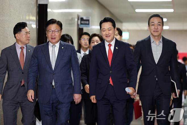 국민의힘 장동혁 대표와 정점식 원내대표. 2026.9.28 ⓒ 뉴스1 황기선 기자