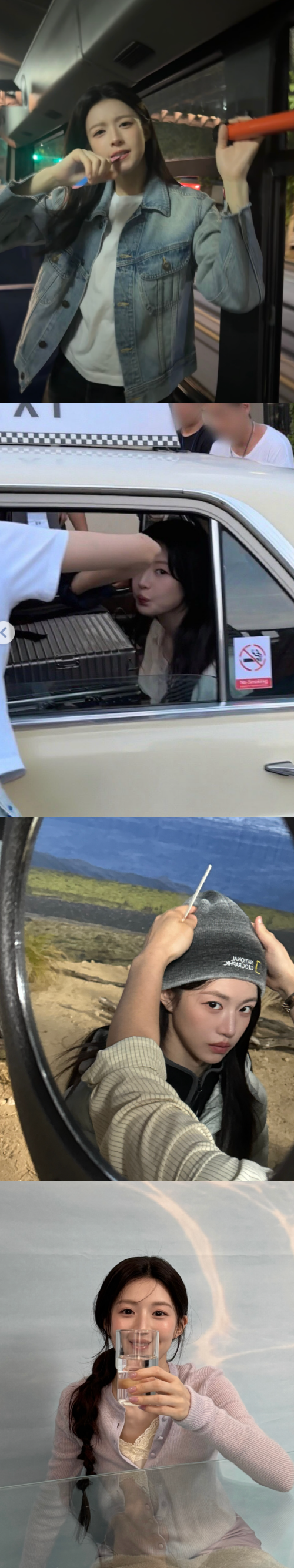 Actress Go Yoon-jung has shared glimpses of her playful daily life.On the 28th, Go Yoon-jung posted several photos on her social media.On this day, she shared updates on her life by posting various photos that captured scenes from filming locations and while on the move.In the released photos, Go Yoon-jung revealed her unpretentious side, such as brushing her teeth in a moving car or making a comical expression by pouting her lips while bringing her face close to a mirror. Her playful charm also shone through in her nonchalant expression inside a taxi or as she gazed at the camera while wearing a beanie while preparing for a shoot.In particular, it is amusing to see Go Yoon-jung, who is usually known for her glamorous visuals, making full use of her beauty. Fans responded with cheerful comments such as, I dont know why she uses her face like this, She is pretty even when shes making a fool of herself like that, and Its an expression only a pretty person can make.Meanwhile, she exuded a completely different vibe in a photo where she naturally tied her hair back and smiled brightly. Go Yoon-jungs daily life, freely switching between extreme expressions from her dressed-up look to behind-the-scenes shots on set, is drawing attention.SNS