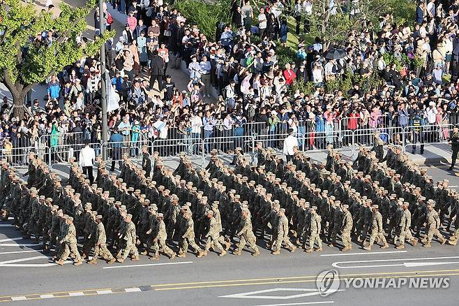 2024년 10월 1일 국군의날 행사에서 시가행진 중인 주한미군 [연합뉴스 사진]