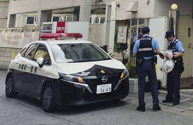 오키나와현 경찰이 나하시 호텔에서 30대 여성이 숨진 채 발견된 사건과 관련해 후텐마 기지 소속 주일미군 해병대 데빈 제이콥 발라드(20) 일병을 강도살인 혐의로 4일 체포했다. [교도통신=연합뉴스 제공]