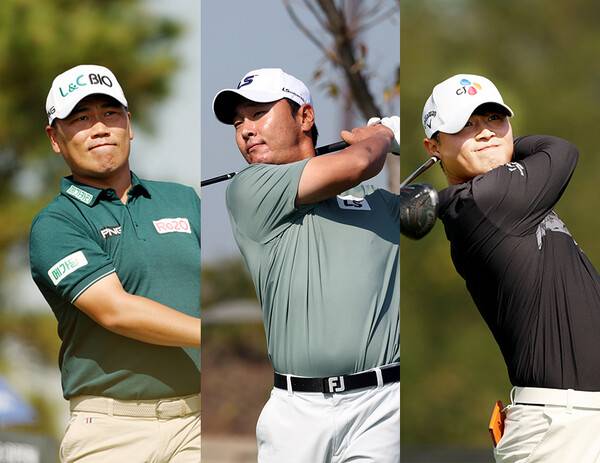 2026년 한국프로골프(KPGA) 투어 올해 신설 대회인 어메이징크리 오픈 우승 경쟁에 뛰어든 이대한, 전가람, 배용준 프로가 3라운드에서 경기하는 모습이다. 사진제공=KPGA (사진을 무단으로 사용하지 마십시오.)