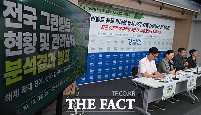 13일 경제정의실천시민연합에 따르면 지난 2016년부터 2024년까지 지방자치단체 65곳이 내린 그린벨트 위법행위에 대한 복구명령이 3만1103건에 달하는 것으로 나타났다. /남윤호 기자