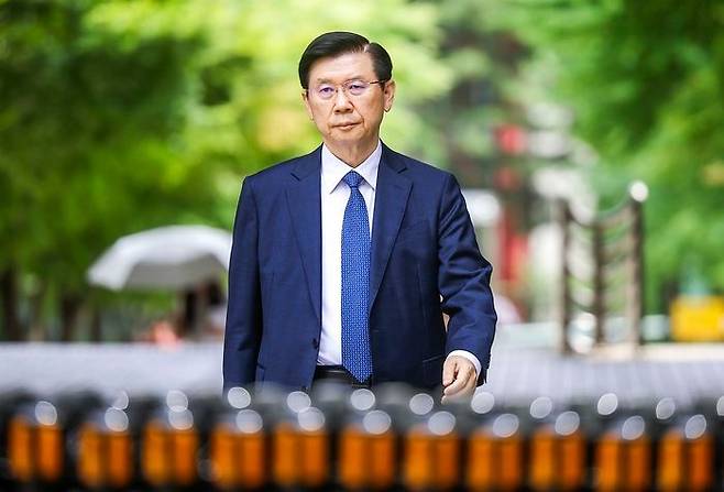 박종준 전 대통령경호처장이 서울 서초구 서울중앙지방법원에서 열린 윤석열 전 대통령 체포방해 혐의 관련 재판에 출석하고 있다.ⓒ뉴시스
