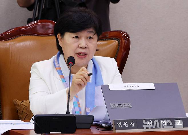 [서울=뉴시스] 고범준 기자 = 법제사법위원장인 서영교 더불어민주당 의원이 16일 서울 여의도 국회에서 열린 법제사법위원회 국정감사(서울고등법원 등)에서 발언하고 있다. 2026.10.16. bjko@newsis.com