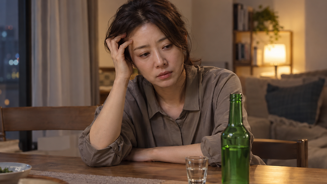 술을 마신 뒤 잠시 편안해졌던 경험이 반복되면 스트레스를 받을 때마다 술을 찾는 습관으로 이어질 수 있다. 사진=Chat GPT 생성