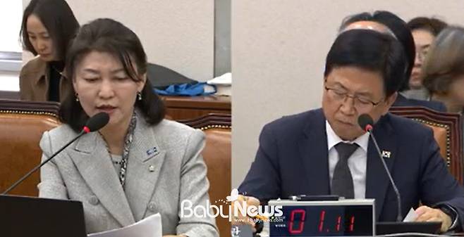 국회 교육위원회 소속 강경숙 조국혁신당 의원이 23일 국회 교육위원회에서 열린 교육부 대상 국정감사에서 최교진 교육부 장관에게 질의하고 있다. ⓒ국회인터넷의사중계시스템