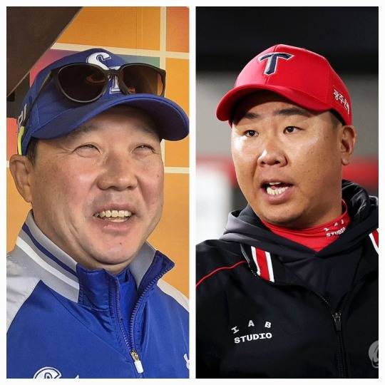 박진만 삼성 감독(왼쪽)과 이범호 KIA 감독