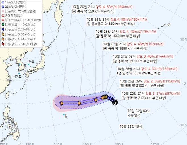 제31호 태풍 인파 예상 경로·현재 위치 ⓒ기상청&nbsp;