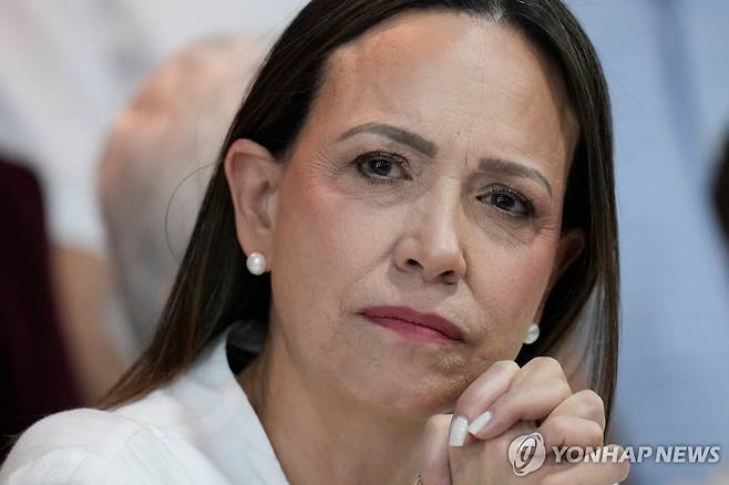 베네수엘라 야권 지도자 마리아 코리나 마차도 [AP=연합뉴스. 재판매 및 DB 금지]