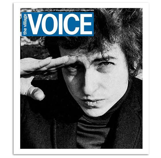 미국 뉴욕 지역에서 발간되는 무료 주간지 '빌리지 보이스'(The Village Voice)의 마지막 인쇄판. 표지 모델은 노벨 문학상 수상자 밥 딜런의 젊은 시절이다.